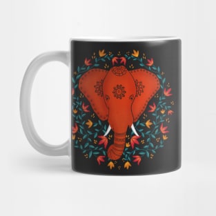 Elephant head with flowers and leaves Mug